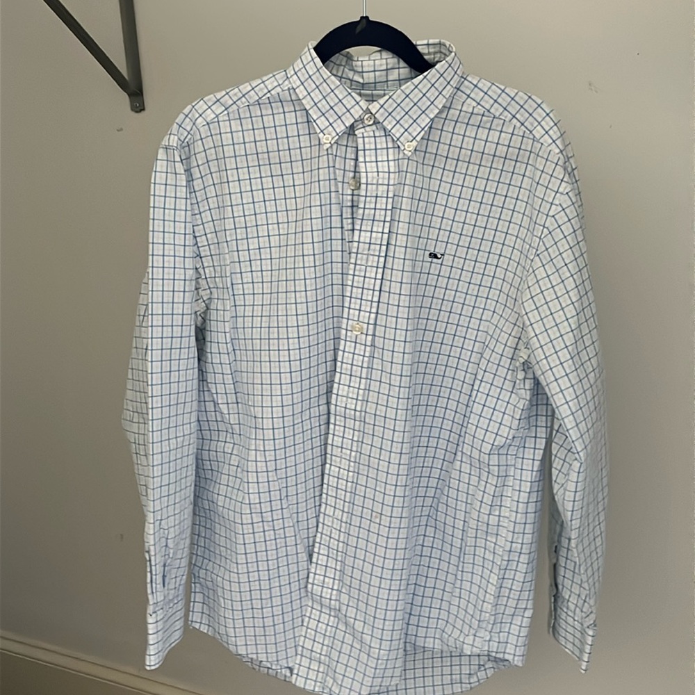 Vineyard Vines Blue & White Windowpane Button-Down Shirt